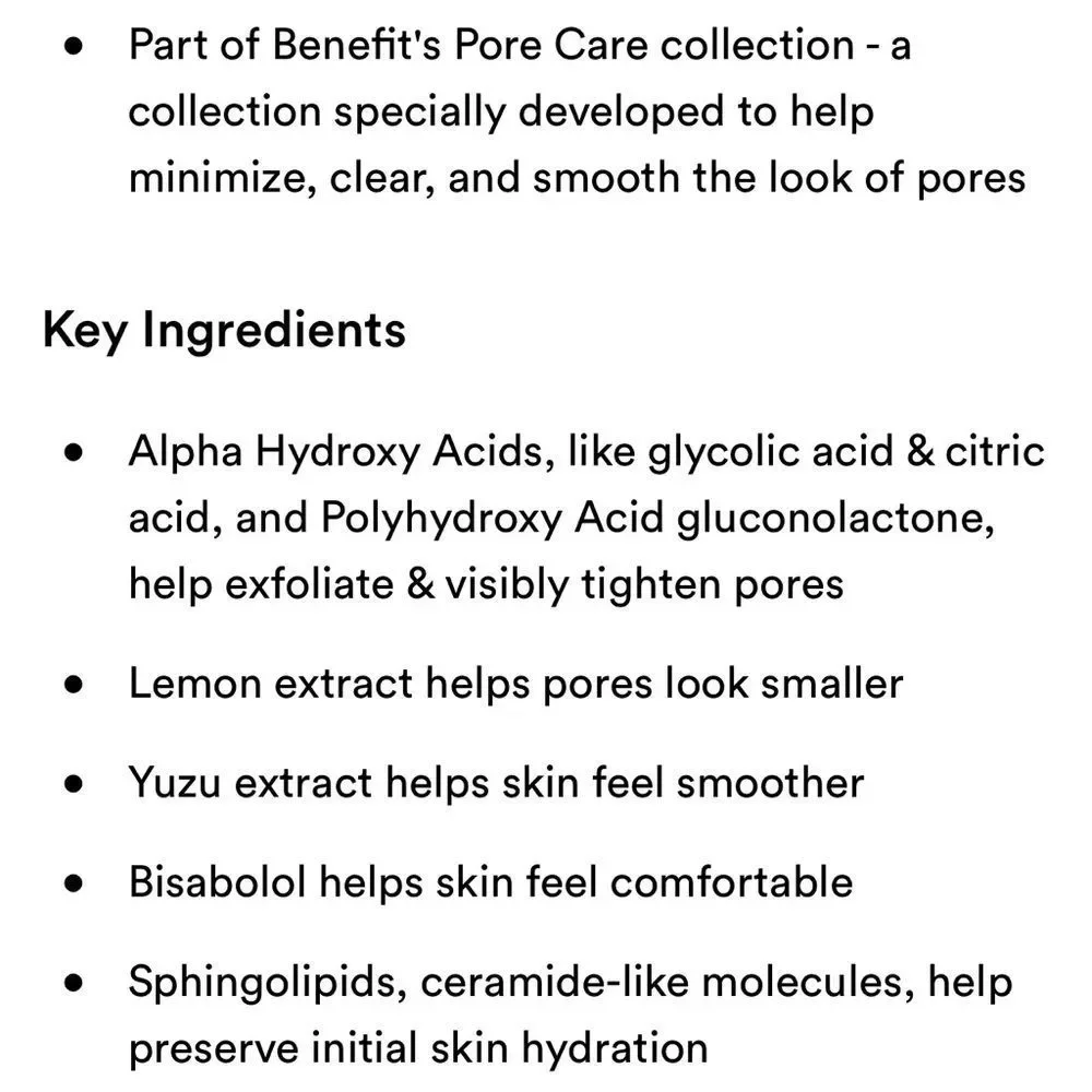 $12❤️‍🔥 ONLY 1! Benefit The POREfessional Tight 'n Toned Pore-Refining Toner NEW